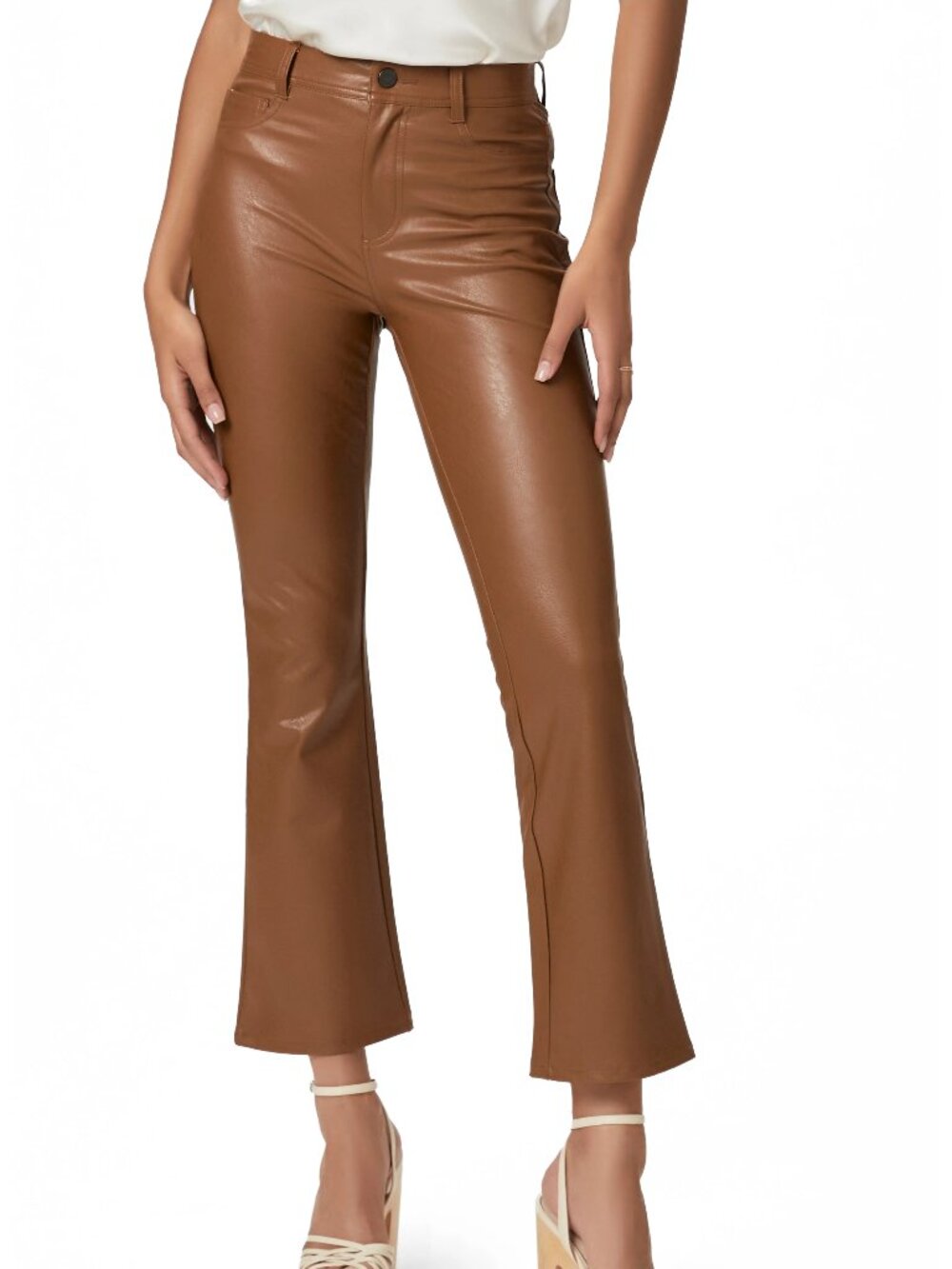 PAIGE Claudine High Rise Ankle Flare Vegan Leather Pants
